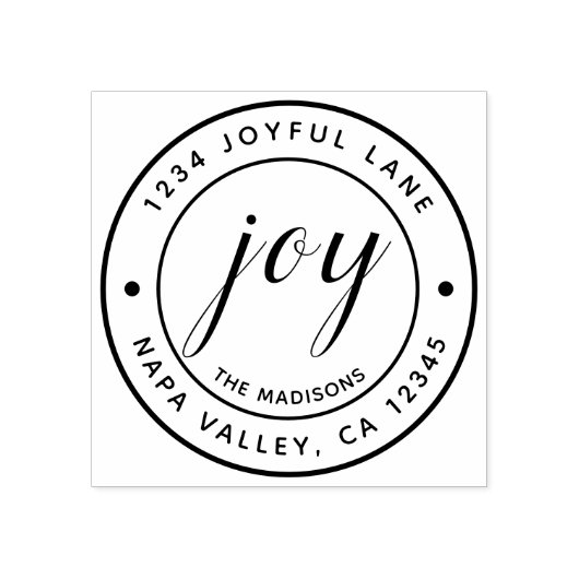 Elegant Joy Round Rücksendeadresse Gummistempel (Prägung)