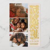 Elegant "Joy to the World" Weihnachten im Foto Folieneinladung (Vorderseite)