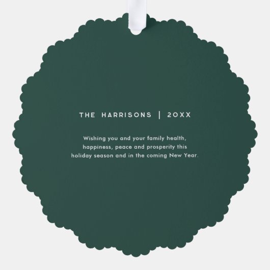 Elegant JOY | Weihnachts-Foto Ornament Karte (Rückseite)