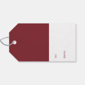 Elegant Joyful Burgundy Script Holiday Geschenkanhänger (Rückseite Horizontal)