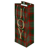 Elegant Joyful Weihnachtsskript tartan rot Geschenktüte Für Weinflaschen (Rückseite Schrägansicht)