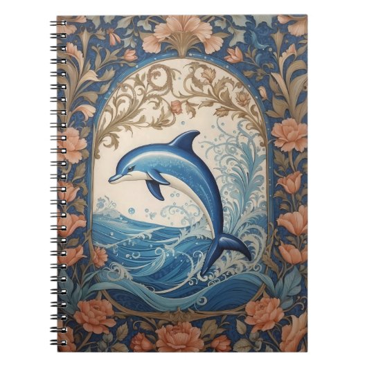 Elegant Jumping Dolphin William Morris Inspiriert Notizblock (Vorderseite)