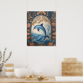Elegant Jumping Dolphin William Morris Inspiriert Poster (Küche)