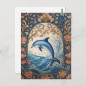Elegant Jumping Dolphin William Morris Inspiriert Postkarte (Vorne/Hinten)