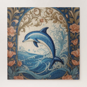 Elegant Jumping Dolphin William Morris Inspiriert Puzzle