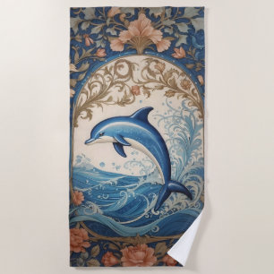 Elegant Jumping Dolphin William Morris Inspiriert Strandtuch