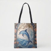 Elegant Jumping Dolphin William Morris Inspiriert Tasche (Vorderseite)