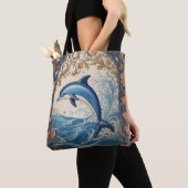 Elegant Jumping Dolphin William Morris Inspiriert Tasche (Von Nahem)