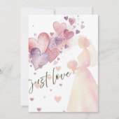Elegant “Just Love” Wedding-Minimalist Romantic Einladung (Vorderseite)