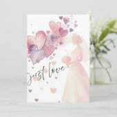 Elegant “Just Love” Wedding-Minimalist Romantic Einladung (Stehend Vorderseite)