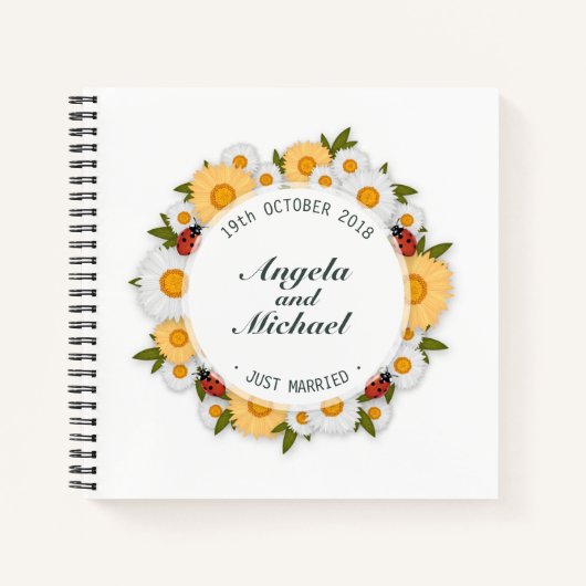 Elegant Just Married Floral Wedding | Gästebuch Notizblock (Vorderseite)