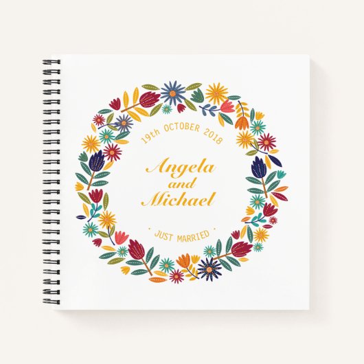 Elegant Just Married Floral Wedding | Gästebuch Notizblock (Vorderseite)
