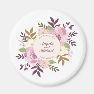 Elegant Just Married Floral Wedding   Magnet