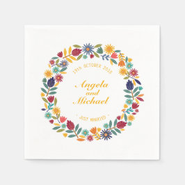 Elegant Just Married Floral Wedding | Napkin Serviette