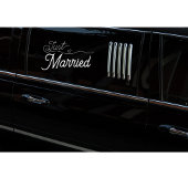 Elegant Just Married Heart White Script Fensteraufkleber