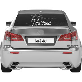 Elegant Just Married Heart White Script Fensteraufkleber