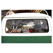 Elegant Just Married Heart White Script Fensteraufkleber