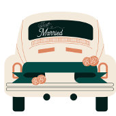Elegant Just Married Heart White Script Fensteraufkleber