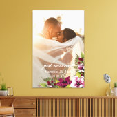 Elegant Just Married Magenta White Floral Wedding Leinwanddruck (Insitu (Wohnzimmer))