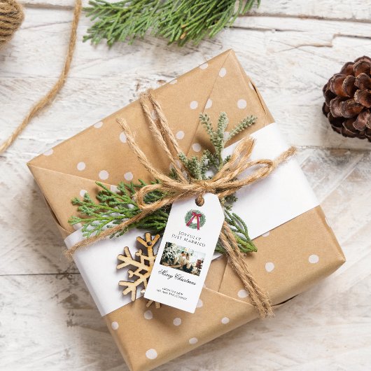 Elegant Just Married Newlywed Christmas Photo Card Geschenkanhänger