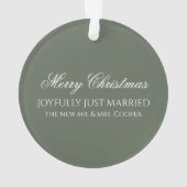 Elegant Just Married Newlywed Photo Christmas Ornament (Rückseite)