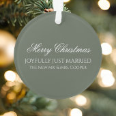 Elegant Just Married Newlywed Photo Christmas Ornament