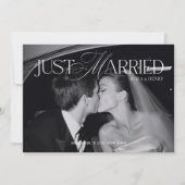 Elegant Just Married Photo Announcement Card Ankündigung (Vorderseite)