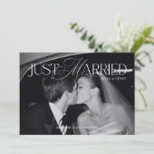 Elegant Just Married Photo Announcement Card Ankündigung (Stehend Vorderseite)