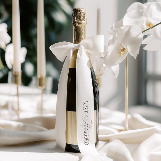 Elegant Just Married Single Inscription Wedding  Satinband