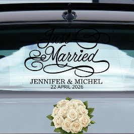 Elegant Just Married Wedding Car Window Cling  Fensteraufkleber