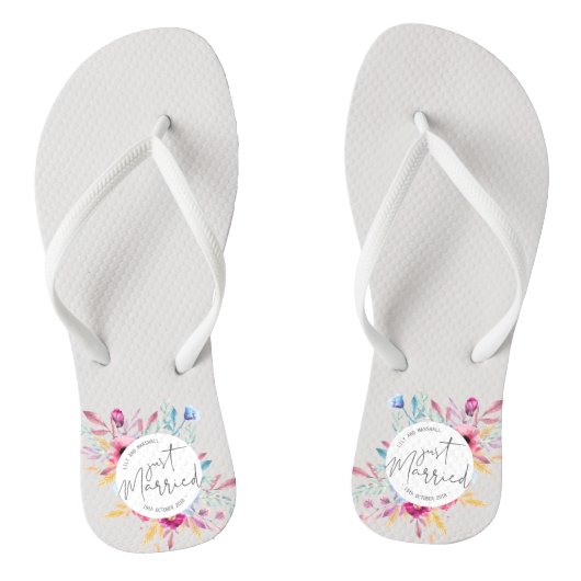Elegant Just Married Wedding | Flip Flops Badesandalen (Fußbett)