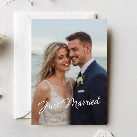 Elegant Just Married Wedding Foto Ankündigung