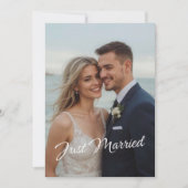 Elegant Just Married Wedding Foto Ankündigung (Vorderseite)