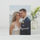 Elegant Just Married Wedding Foto Ankündigung (Stehend Vorderseite)
