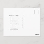 Elegant Just Married Wedding Foto Ankündigung Postkarte (Rückseite)