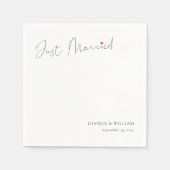 Elegant Just Married Wedding Napkins mit Namen Serviette (Vorderseite)