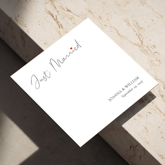 Elegant Just Married Wedding Napkins mit Namen Serviette