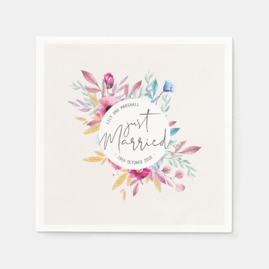 Elegant Just Married Wedding | Serviette (Vorderseite)