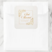 Elegant Just Married Wedding | SIEGEL Quadratischer Aufkleber (Tasche)