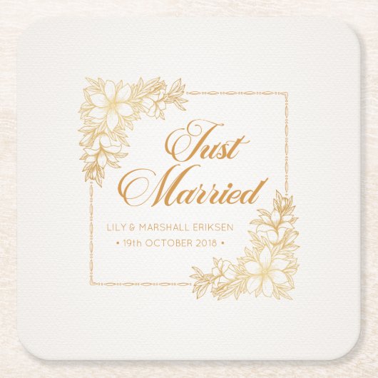 Elegant Just Married Wedding | Untersetzer Papier (Vorderseite)