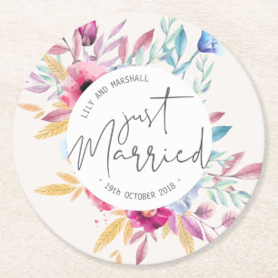 Elegant Just Married Wedding   Untersetzer Papier