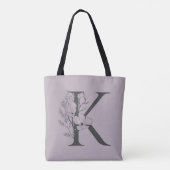 Elegant K Boho Floral Monogram Initial Lilac Gray Tasche (Rückseite)