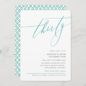 ELEGANT Kalligraphie minimale 30. Party Minze Einladung (Vorne/Hinten)