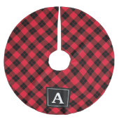 Elegant Kariert | Holiday Monogram Tree Skirt Polyester Weihnachtsbaumdecke (Vorderseite)