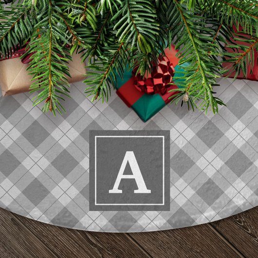 Elegant Kariert | Holiday Monogram Tree Skirt Polyester Weihnachtsbaumdecke