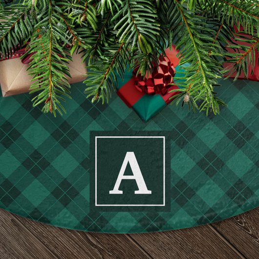 Elegant Kariert | Holiday Monogram Tree Skirt Polyester Weihnachtsbaumdecke