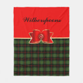 Elegant Kariert und Bow mit Namen Weihnachten Fleecedecke (Vorderseite)