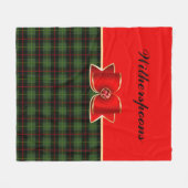 Elegant Kariert und Bow mit Namen Weihnachten Fleecedecke (Vorderseite (Horizontal))
