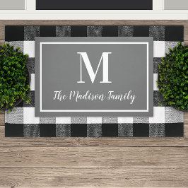 Elegant Karkohle Gray Custom Monogram Initial Fußmatte
