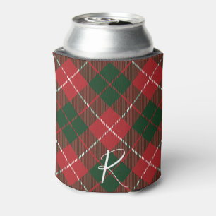 Elegant Karo Rot Grün Tartan Monogramm Custom Dosenkühler